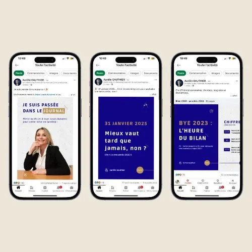Publications LinkedIn d'AG Consulting affichées sur smartphones