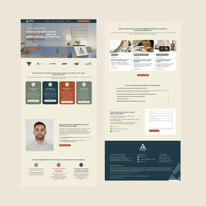 Pages du site internet d'Alpinea Conseil