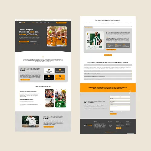 Pages du site internet vitrine d'Amy Pulse