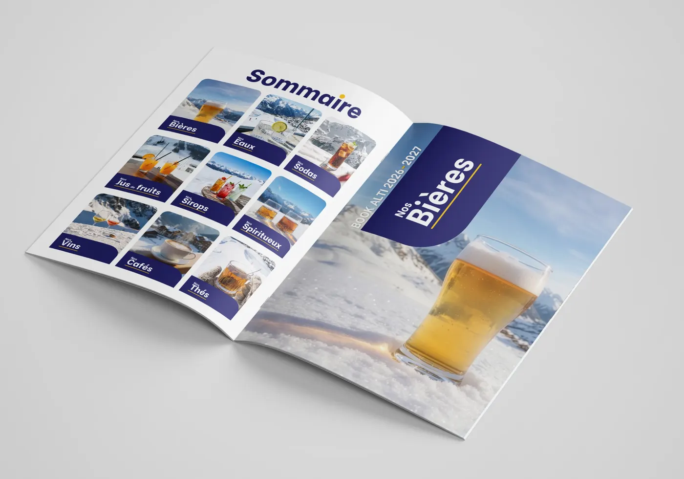 Brochure David Boissons ouverte sur la page sommaire