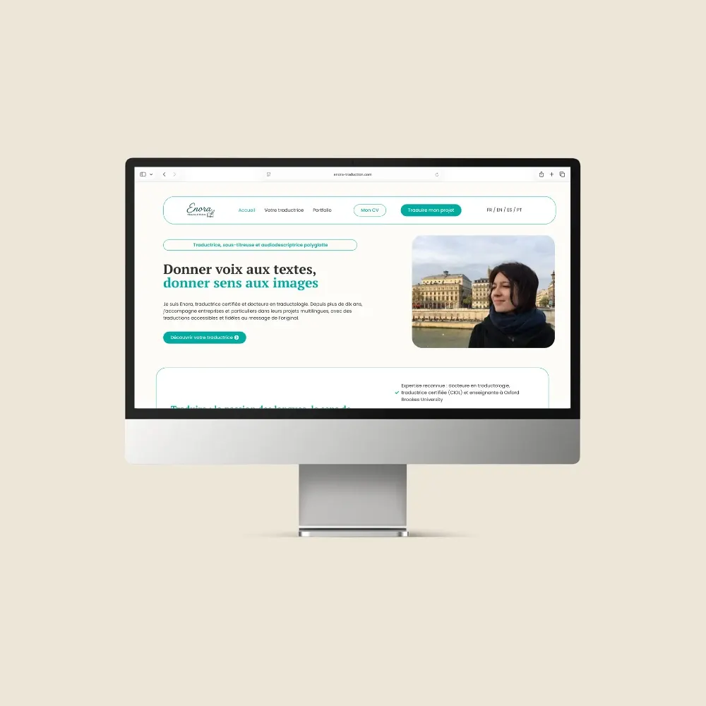 Site internet accessible d'Enora Traduction, conforme aux bonnes pratiques RGAA