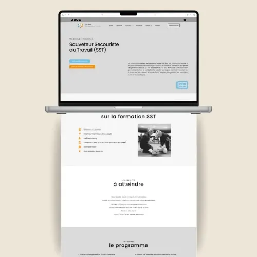 Page de formation du site internet de FSI AuRA sur ordinateur portable