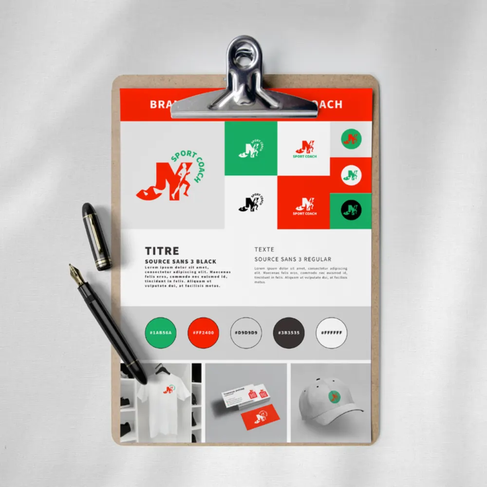 Charte graphique de JY Sport Coach appliquée aux supports