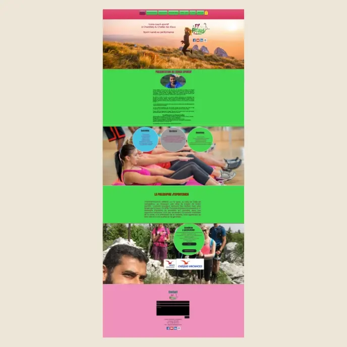 Pages de l'ancien site internet de JY Sport Coach