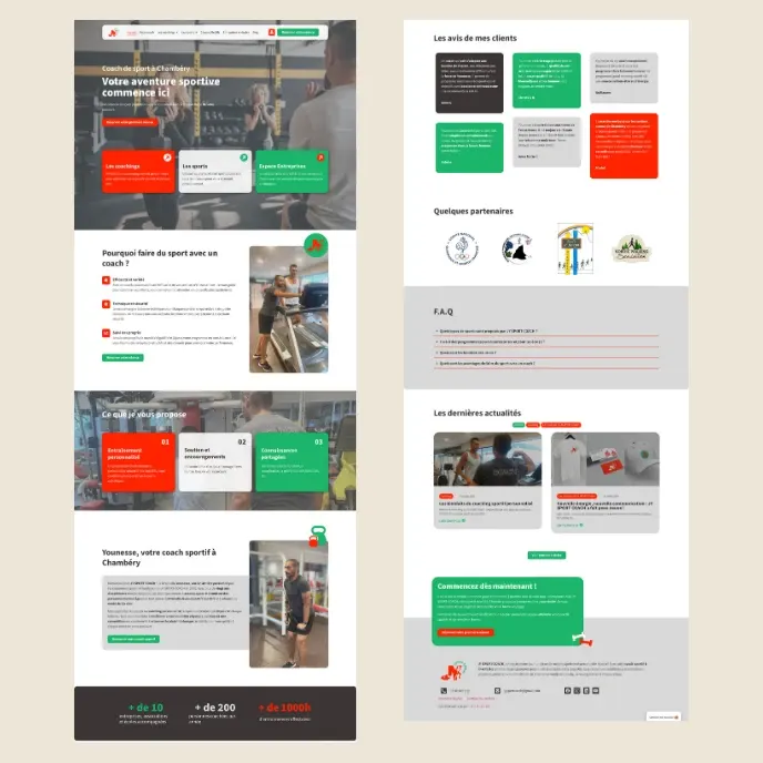 Pages du nouveau site internet de JY Sport Coach