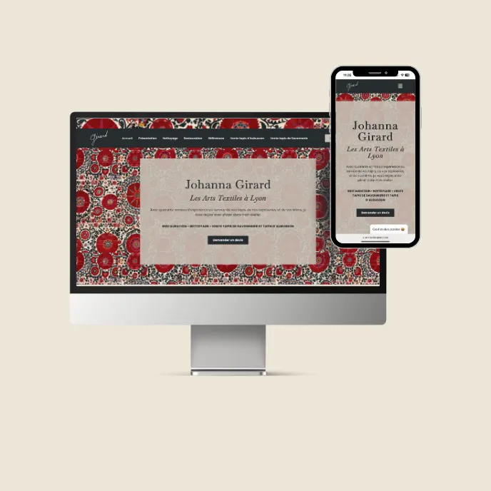 Site internet des Arts Textiles par Johanna Girard sur ordinateur et mobile