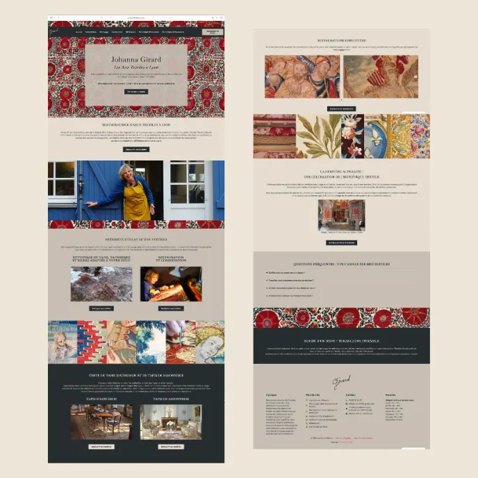 Pages du nouveau site internet des Arts Textiles