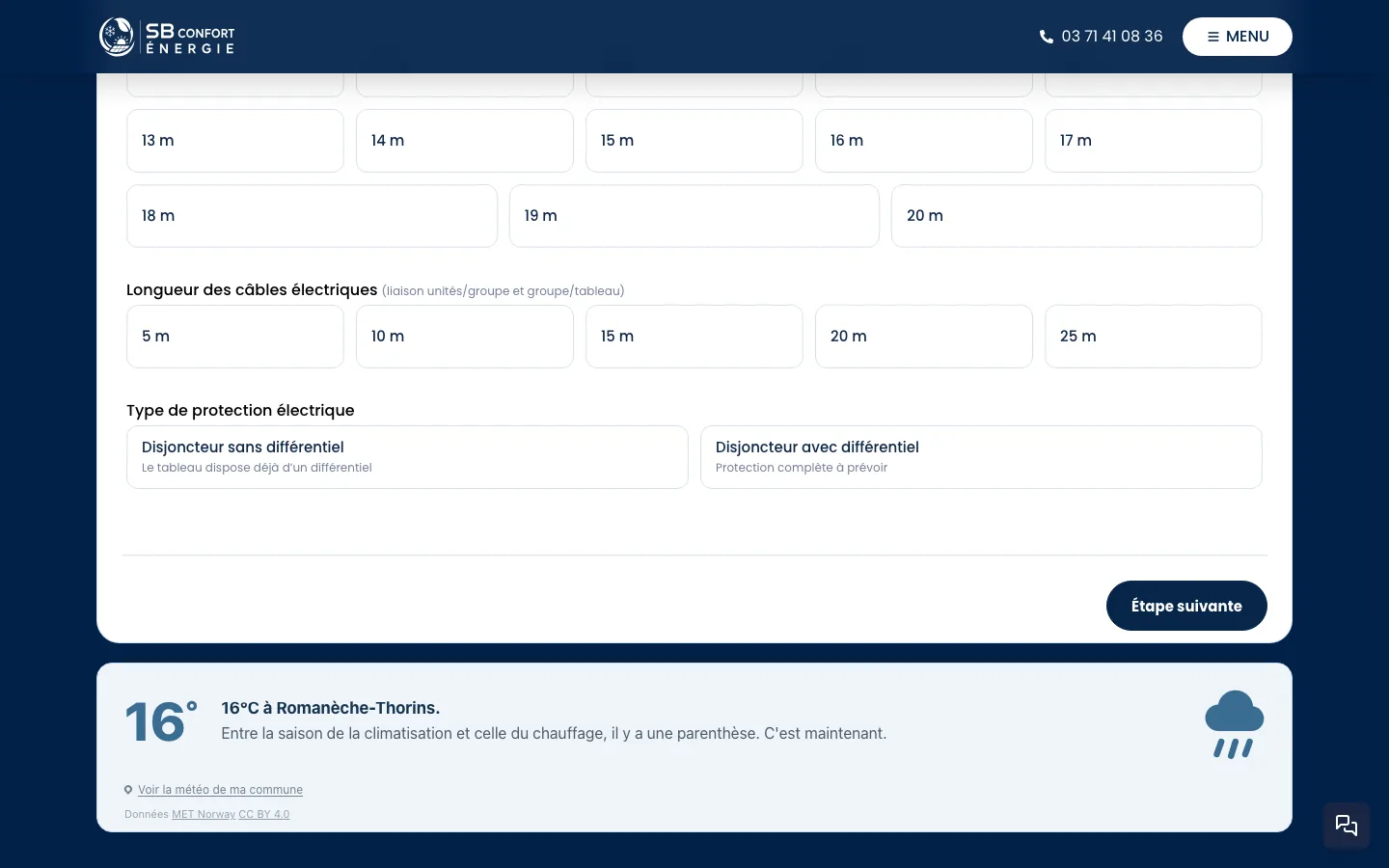 Configurateur de devis en plusieurs étapes et météo locale