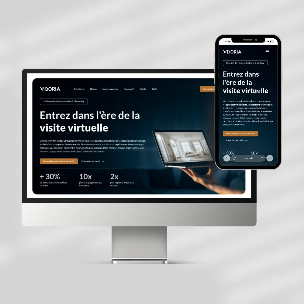 Page d'accueil du site Visoria, visites virtuelles 360