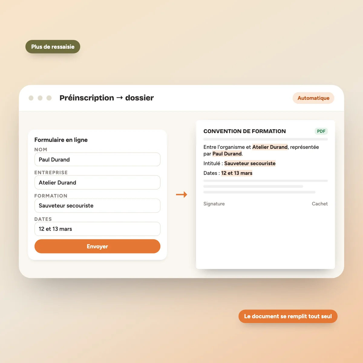 Formulaire en ligne qui génère automatiquement un document