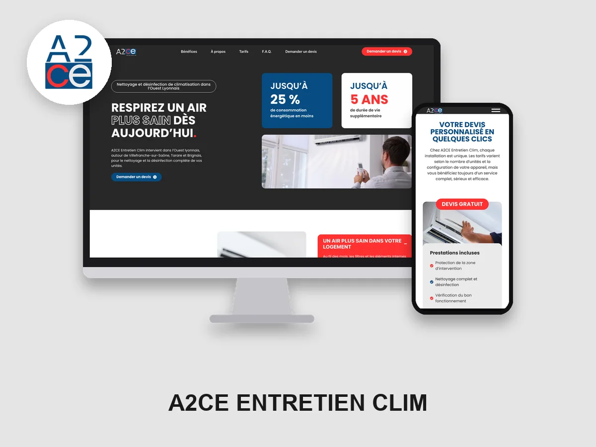 Un site one page optimisé pour le référencement local, pour une entreprise de nettoyage de climatisation