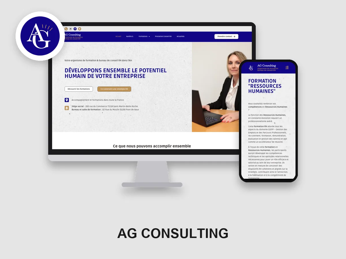 Identité visuelle, site internet et LinkedIn pour une consultante RH et formatrice