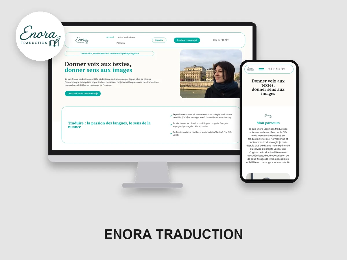 Un site internet multilingue pour une traductrice indépendante, en français, anglais, espagnol et portugais